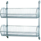 Thumbnail image #1 for Quantum CAN-34-1436BC-PWB Cantilever Post Wall-Mount Basket Rack with 2 Wire Baskets, 36 x 14 x 34 Inches, Chrome Plated