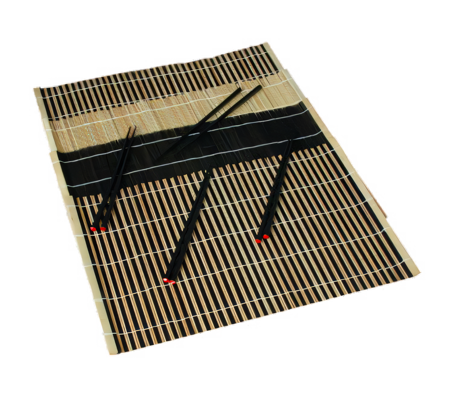 Product image #1 for Natural Bamboo Placemat & Chopstick Set, 12 x 18 Inches, with 4 Placemats and 4 Pairs of 9-1/4 Inch Black Lacquer Chopsticks
