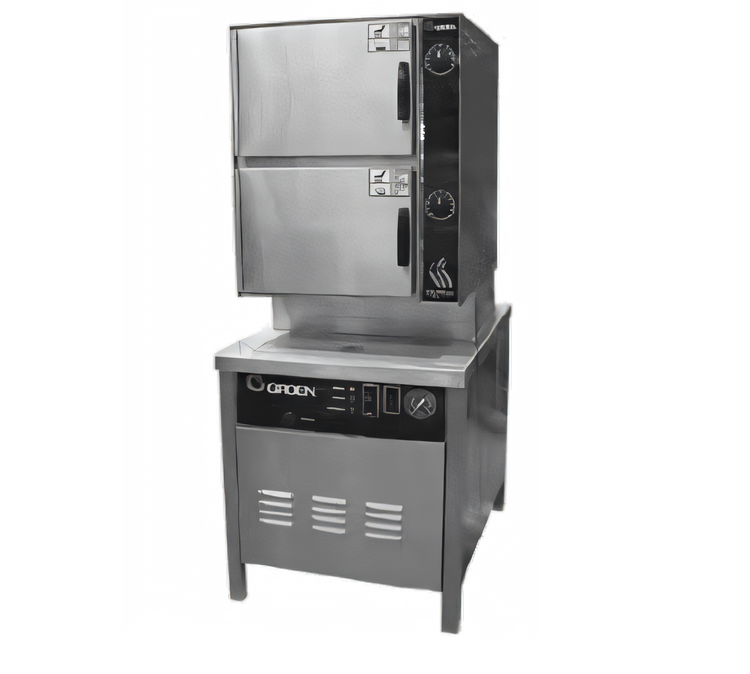 Product image #1 for Groen HyPlus 2-Compartment 6-Pan Direct Steam Pressureless Steamer with 24-Inch Cabinet Base
