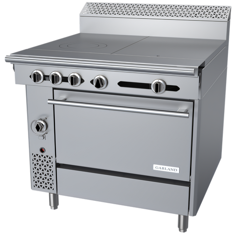 Product image #1 for Garland Cuisine Series 36-Inch Heavy Duty Gas Combination Top Range with Dual Hot Tops and Convection Oven