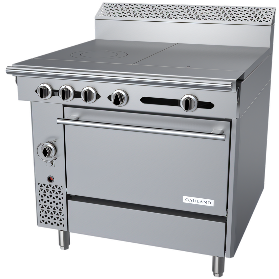 Product image #1 for Garland Cuisine Series 36-Inch Heavy Duty Gas Combination Top Range with Dual Hot Tops and Convection Oven