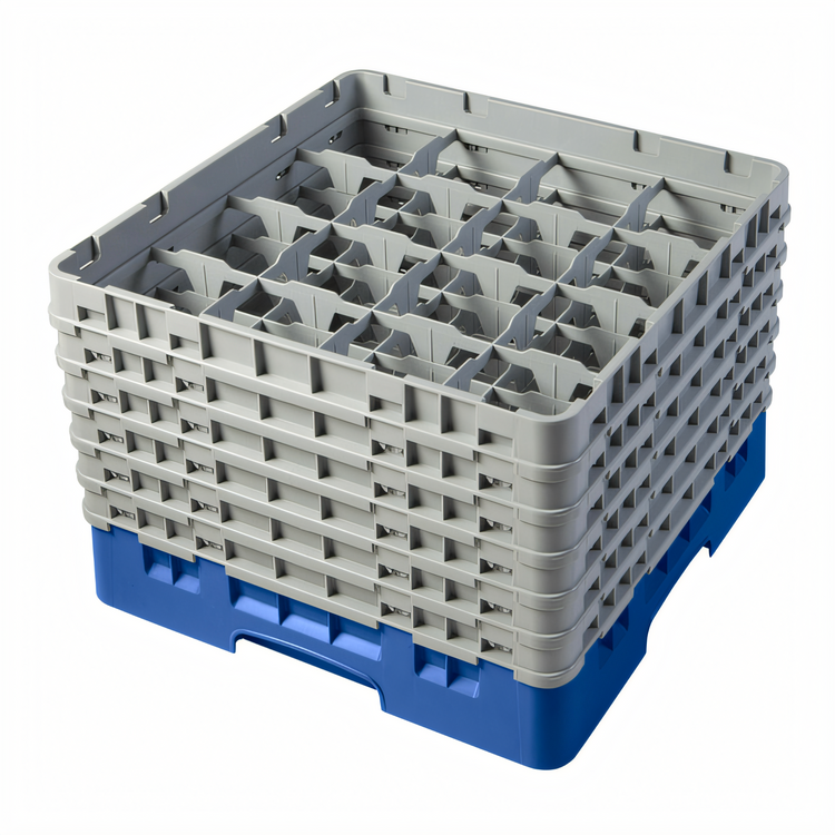 Product image #2 for Cambro Camrack® Full-Size 16-Compartment Glass Rack with 6 Extenders, Blue