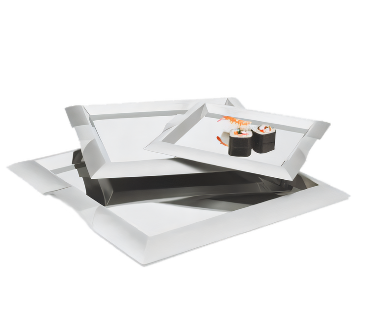 Product image #1 for Vollrath 11-3/4 Inch Square Stainless Steel Serving Tray with Integral Handles