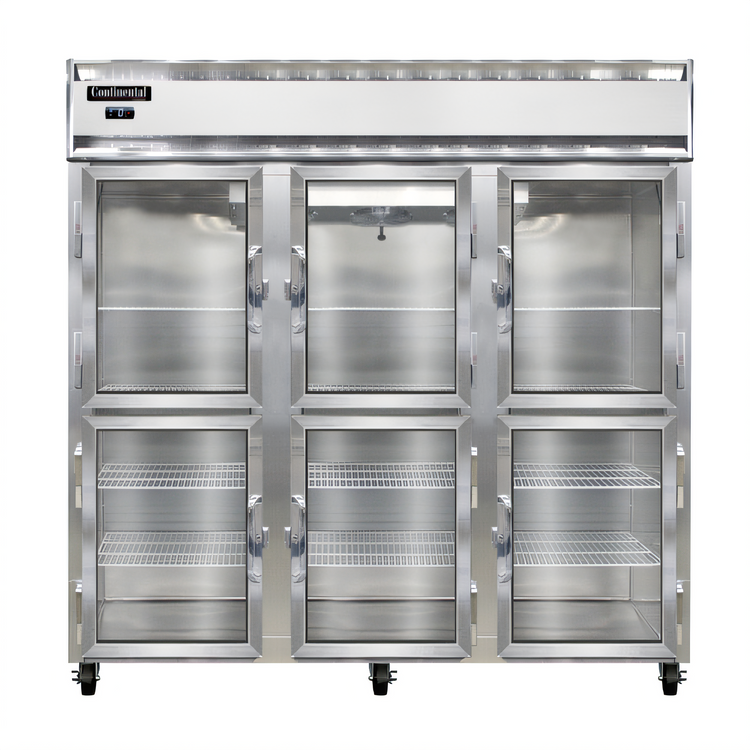 Product image #1 for Continental Refrigerator 3FNSAGDHD Three-Section Display Reach-In Freezer with Glass Half Doors