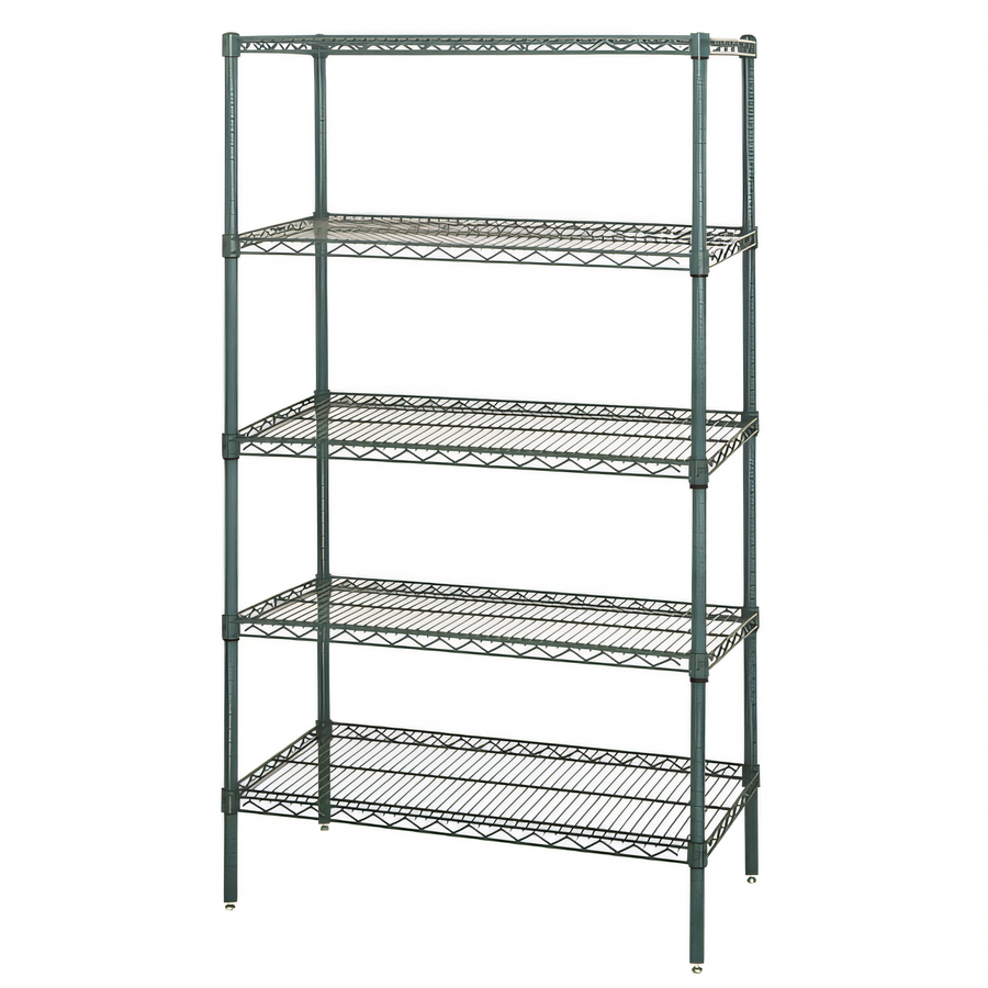 Product image #1 for Quantum 60 x 24 x 63 Inch 5-Shelf Wire Shelving Starter Kit, Green Epoxy Antimicrobial