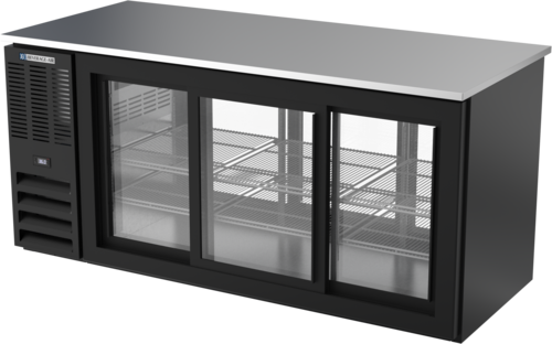 Product image #1 for Beverage-Air Three-Section Food-Rated Pass-Thru Back Bar Refrigerator with 6 Sliding Glass Doors, 72-Inch Wide