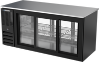 Beverage-Air Three-Section Food-Rated Pass-Thru Back Bar Refrigerator with 6 Sliding Glass Doors, 72-Inch Wide