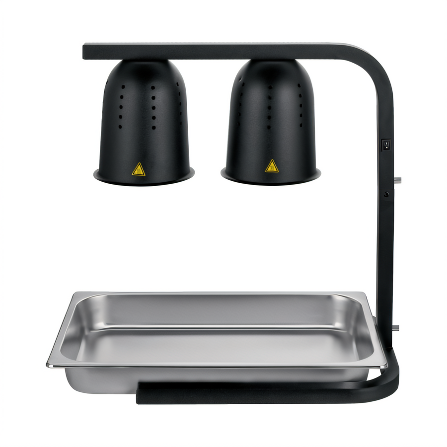 Product image #1 for Black Freestanding Dual-Head Infrared Food Warmer Heat Lamp, 500W
