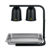 Black Freestanding Dual-Head Infrared Food Warmer Heat Lamp, 500W