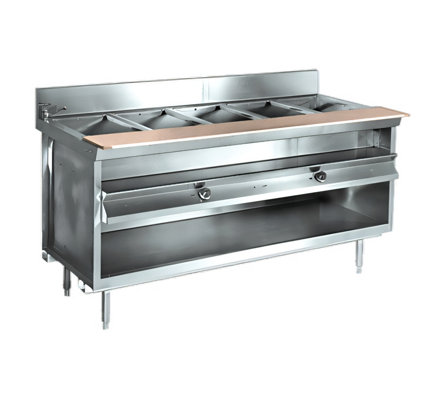 Product image #1 for La Rosa Refrigeration 60-Inch x 32-Inch Electric Hot Food Table with 4 Pan Openings, Open Cabinet Base