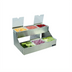 Thumbnail image #1 for 2-Tier Stepped Condiment Center with Individual Notched Lids, 6 x 1-Quart Inserts, Stainless Steel