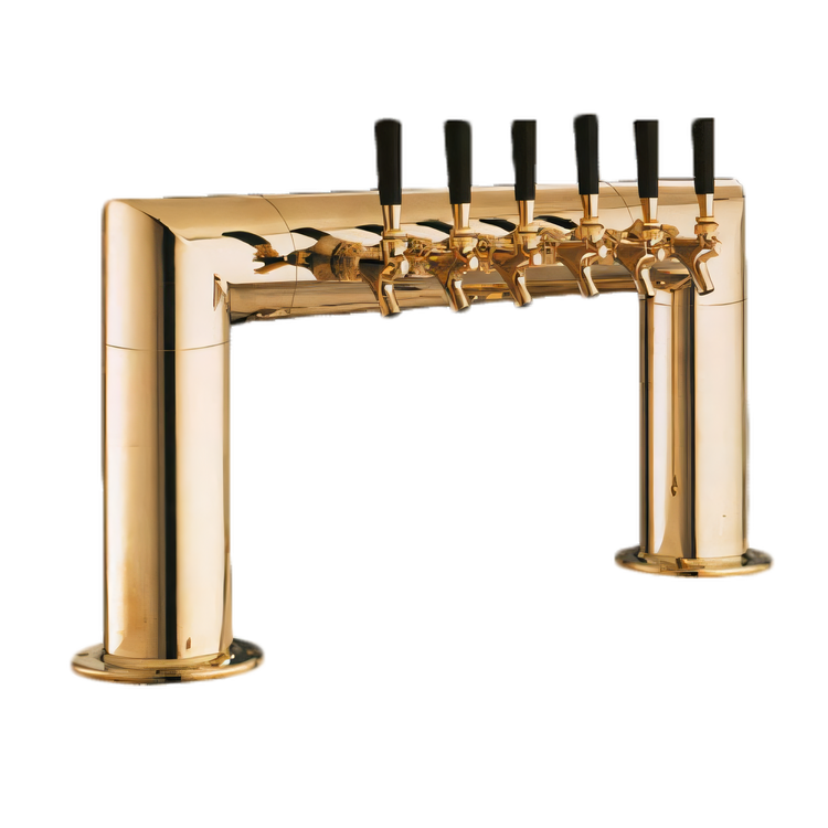 Product image #1 for Perlick Pass-Thru Glycol-Cooled Countertop Draft Beer Tower, 6 Faucets, Tarnish-Free Brass