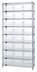 Thumbnail image #1 for Quantum 36-Inch x 18-Inch x 74-Inch Chrome-Plated Bin Wire Shelving System with 9 Shelves and 24 Clear Bins