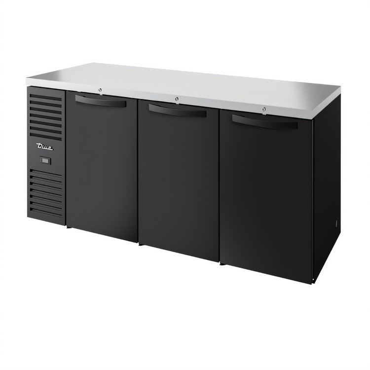 Product image #1 for True Premier Bar 84-Inch Three-Section Refrigerated Back Bar Cooler with Side-Mounted Self-Contained Refrigeration and Solid Locking Doors