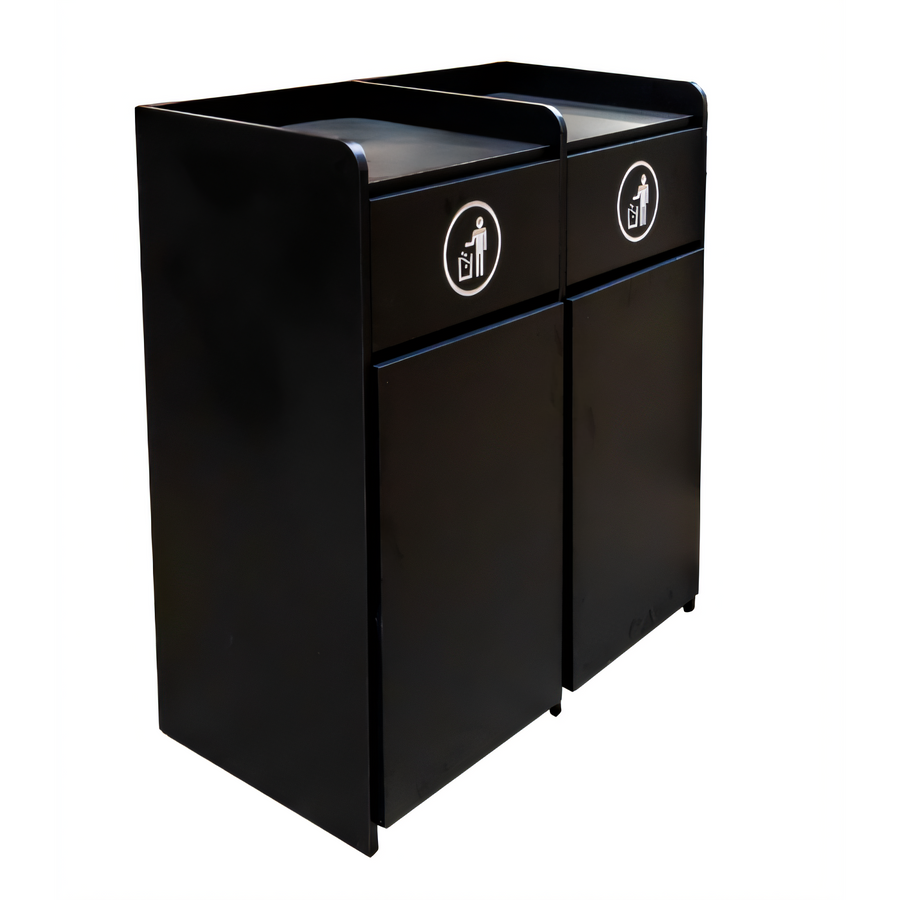 Product image #1 for Double Underbar Waste Receptacle with Front Swing Doors for Two 36-Gallon Bins, Black