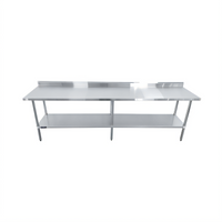 Sapphire 120-Inch x 30-Inch Stainless Steel Work Table with 5-Inch Backsplash and Undershelf