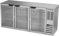 Beverage Air BB72HC-FG-S Three-Section Food-Rated Glass Door Back Bar Refrigerator, 72-Inch Stainless Steel