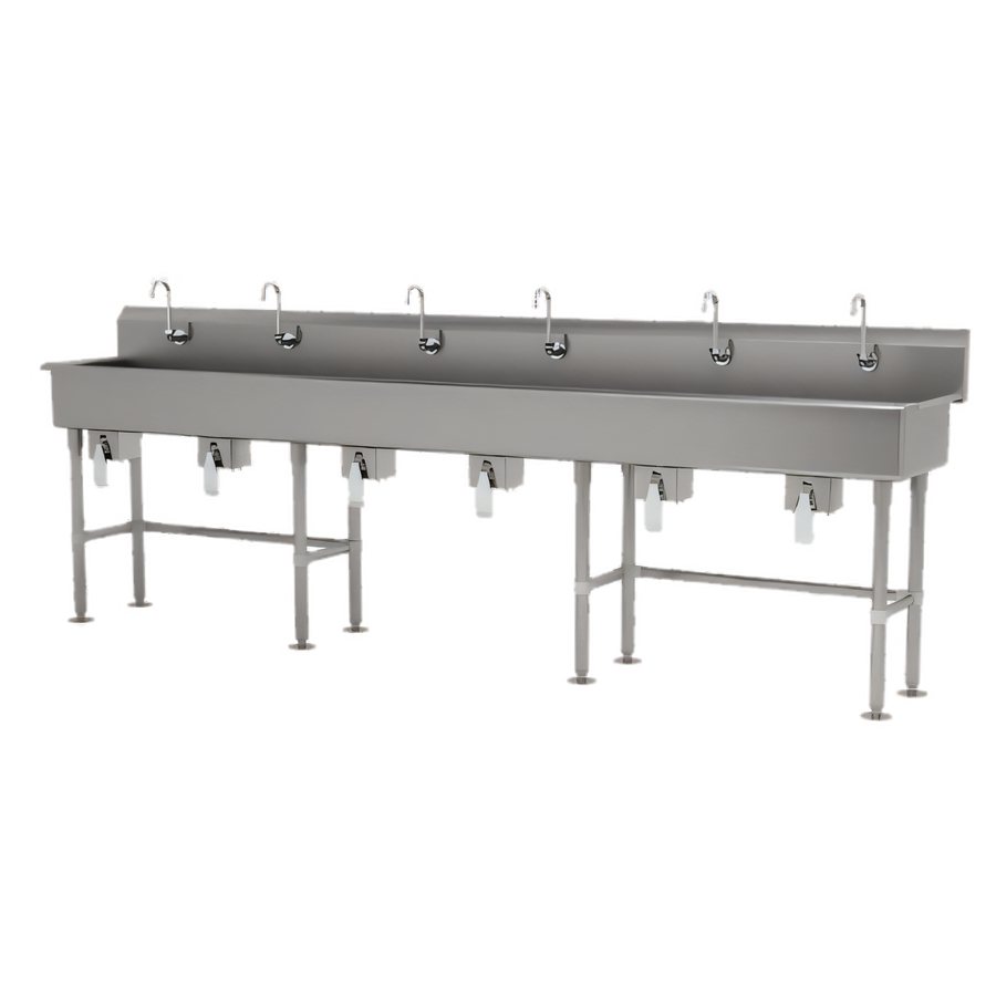 Product image #1 for Advance Tabco Six-Station Knee-Operated Freestanding Hand Sink with Gooseneck Spouts