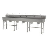 Advance Tabco Six-Station Knee-Operated Freestanding Hand Sink with Gooseneck Spouts