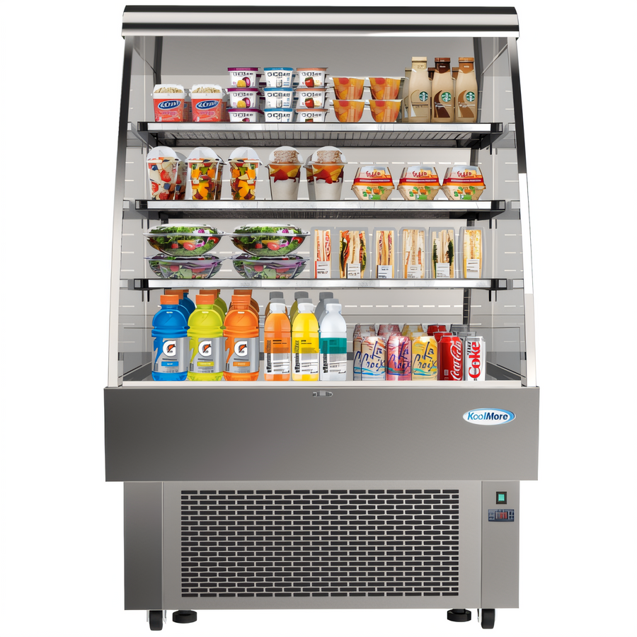Product image #1 for KoolMore 35-Inch Open-Air Grab-and-Go Merchandiser Refrigerator, 13.4 Cu. Ft., Stainless Steel
