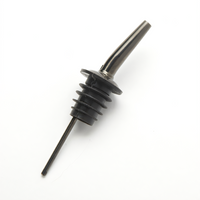 American Metalcraft Black PVD Stainless Steel Tapered Liquor Pourer with Collar and Plastic Cork, 1-1/4 in. Dia. x 4-1/4 in. L