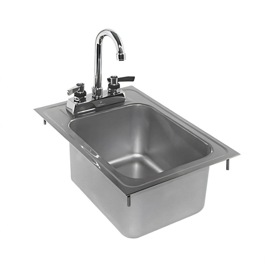 Product image #1 for Glastender Drop-In Hand Sink with Low-Lead Gooseneck Faucet, 12 x 17 Inch, Stainless Steel