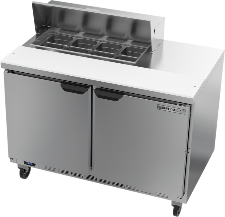 Product image #1 for Beverage-Air Two-Section Sandwich Prep Table Refrigerated Counter, 48-Inch, 2-Door, 8-Pan Capacity