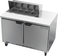 Beverage-Air Two-Section Sandwich Prep Table Refrigerated Counter, 48-Inch, 2-Door, 8-Pan Capacity