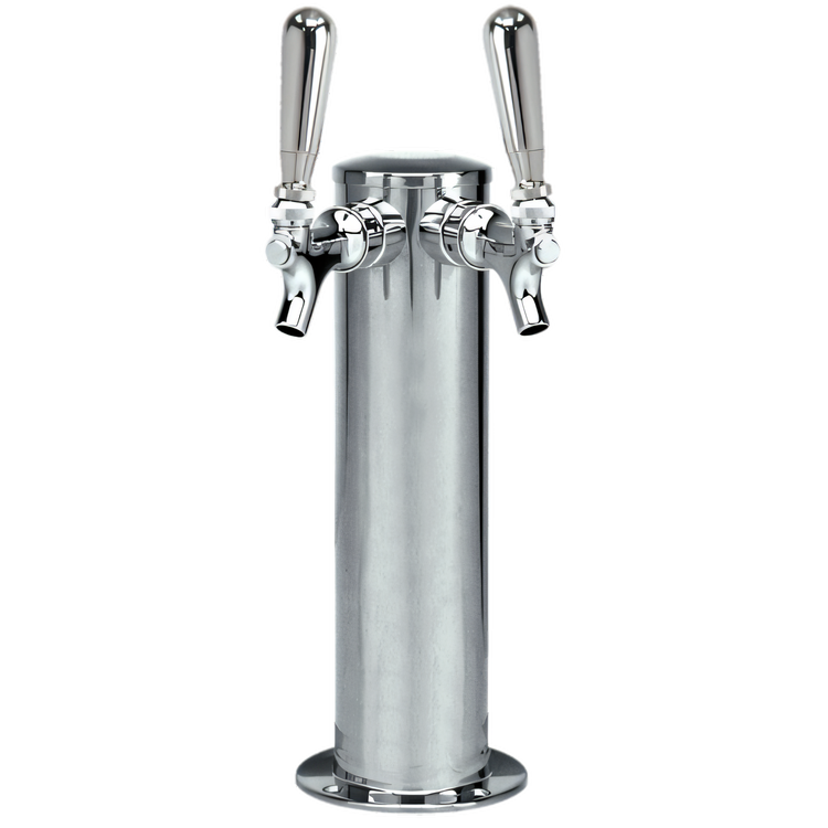 Product image #1 for Micro Matic Air-Cooled 2-Faucet Countertop Draft Beer Tower, Polished Stainless Steel, 3-Inch Column