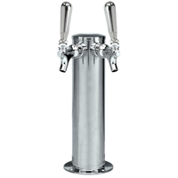 Micro Matic Air-Cooled 2-Faucet Countertop Draft Beer Tower, Polished Stainless Steel, 3-Inch Column