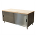 Thumbnail image #1 for BK Resources 72-Inch Hard Maple Top Chef Table with Stainless Steel Sliding Door Cabinet Base