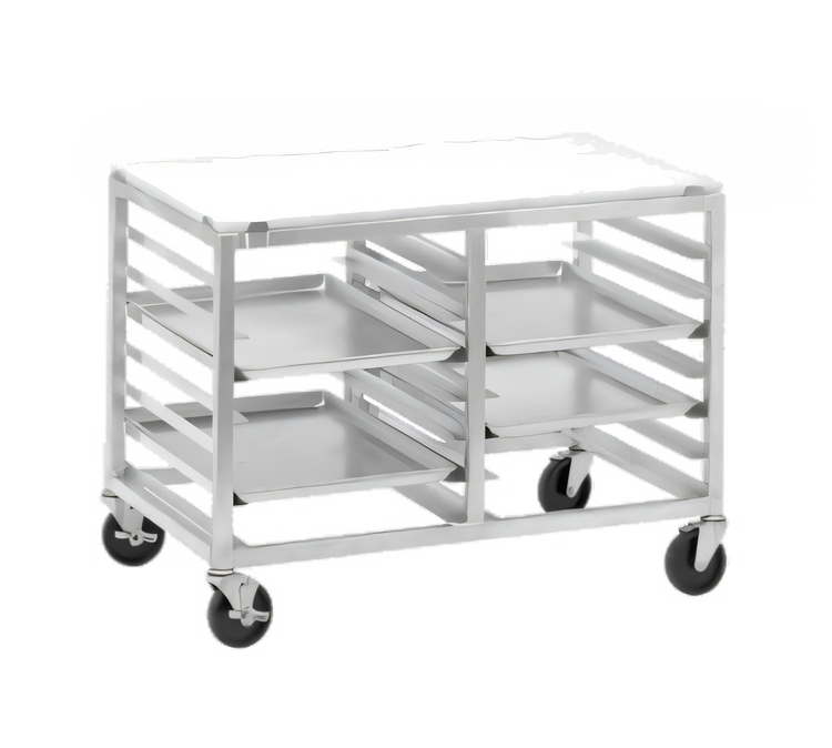 Product image #1 for Channel Manufacturing Double Section Aluminum Bun Pan Rack Work Table with Poly Top, End Load, 10 Full-Size Pan Capacity