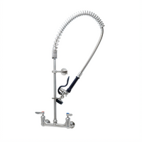 EverSteel 8-Inch Center Wall Mount Pre-Rinse Mixing Faucet with 18-Inch Riser and 44-Inch Hose