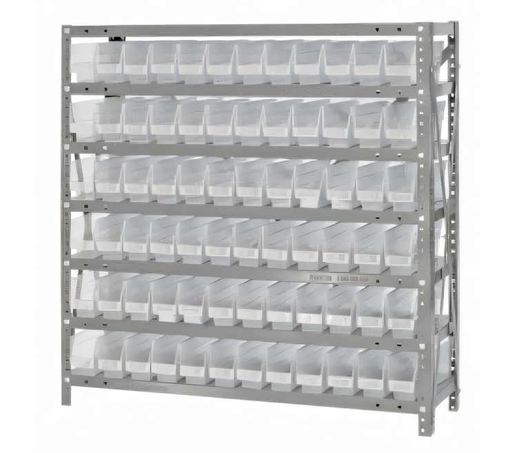 Product image #1 for Quantum Heavy-Duty Stationary Wire Shelving Unit with 72 Clear Bins