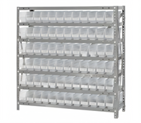 Quantum Heavy-Duty Stationary Wire Shelving Unit with 72 Clear Bins