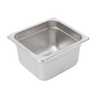 Crestware Saf-T-Stak 1/6 Size Solid Steam Table/Holding Pan, 2-1/2 Inch Deep, 18/8 Stainless Steel