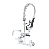 T&S Brass EasyInstall Mini Wall-Mount Pre-Rinse Unit with 8-Inch Centers, 24-Inch Hose, 6-Inch Swing Spout and 1.15 GPM Spray Valve