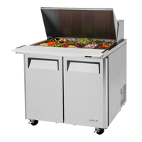 Turbo Air M3 Series 36-Inch Two-Section Sandwich/Salad Mega Top Prep Table, 15-Pan, Self-Contained, 115V