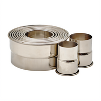 Winco 11-Piece Stainless Steel Plain-Edge Round Cookie Cutter Nesting Set with Storage Container