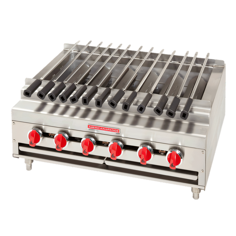 Product image #1 for American Range ARKB-72 72-Inch Gas Countertop Kebob Broiler with 12 Individually Controlled Burners