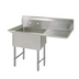 Thumbnail image #1 for BK Resources One-Compartment Commercial Sink with Right Drainboard and 9-Inch Backsplash, 38-1/2 Inch Wide