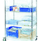 Thumbnail image #1 for Quantum CC186074CVZ Wire Cart Cover, 10-Gauge Clear Vinyl, Zipper Flap, 18"D x 60"W x 74"H