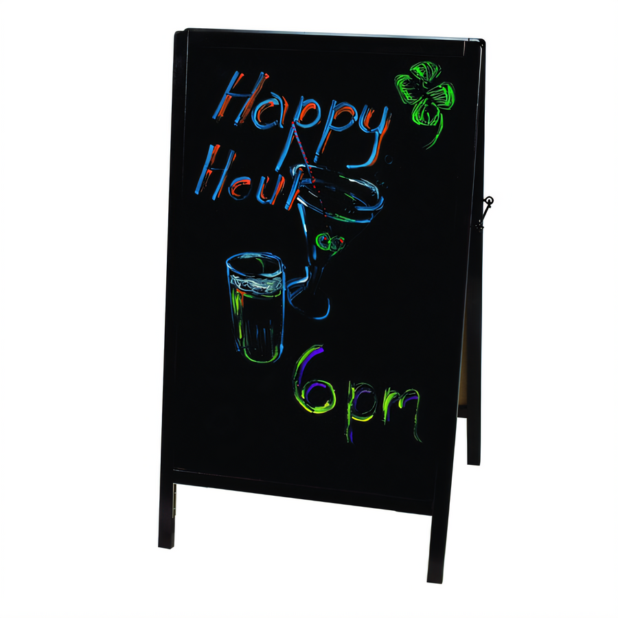 Product image #1 for Winco Dual-Sided Mahogany Sidewalk A-Frame Marker Board with Markers and Eraser, 25-1/4 x 2 x 45 Inches