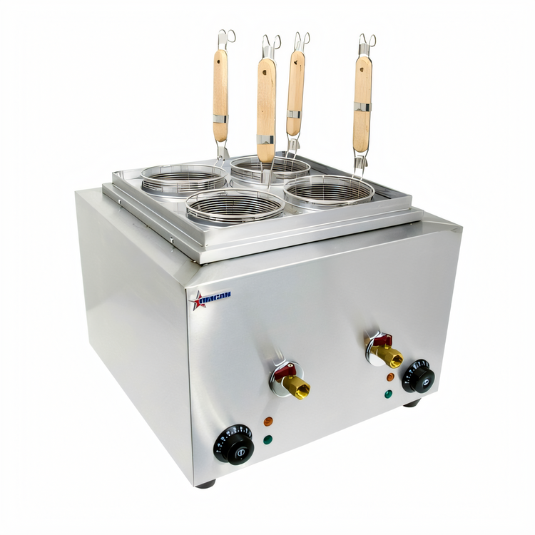 Product image #1 for Omcan Countertop Electric Pasta Cooker with Dual 6L Tanks and 4 Baskets