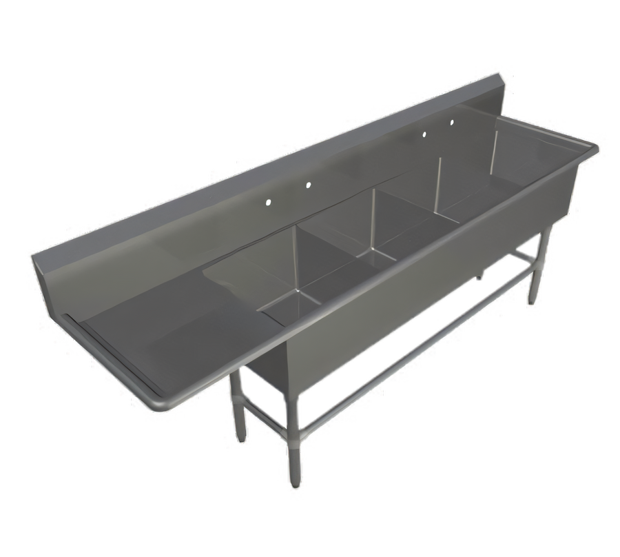 Product image #1 for John Boos Pro-Bowl 4-Compartment Stainless Steel Sink with Left Drainboard, 30" x 24" x 14" Bowls