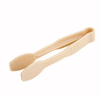Winco 6-Inch Beige Polycarbonate Tongs with Flat Grip Surface