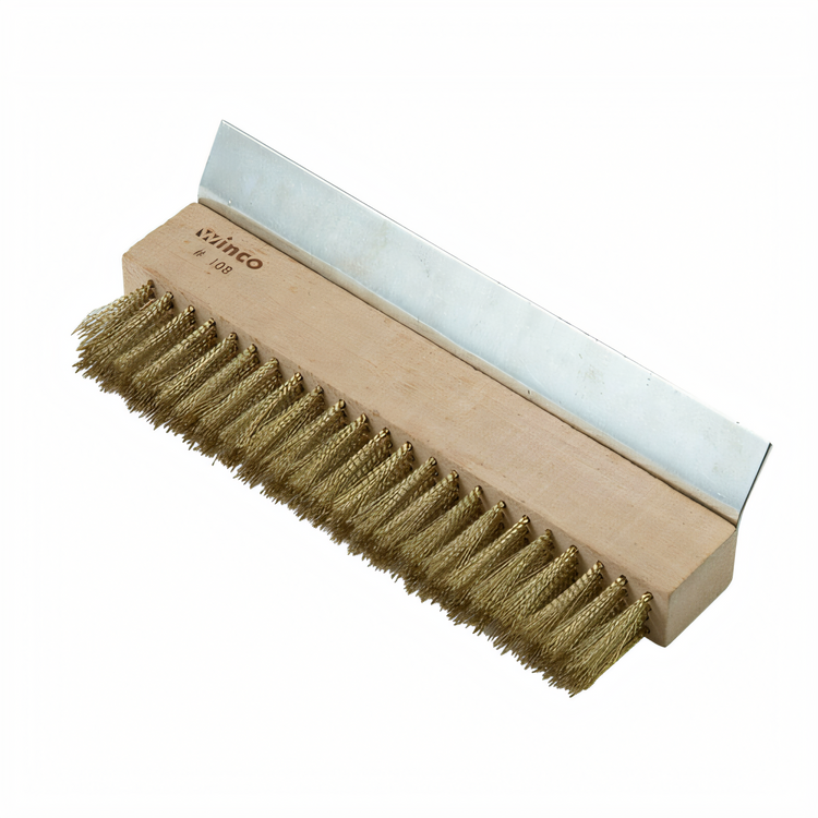 Product image #1 for Winco 10-1/4 Inch Pizza Oven Brush with Brass Bristles and Metal Scraper