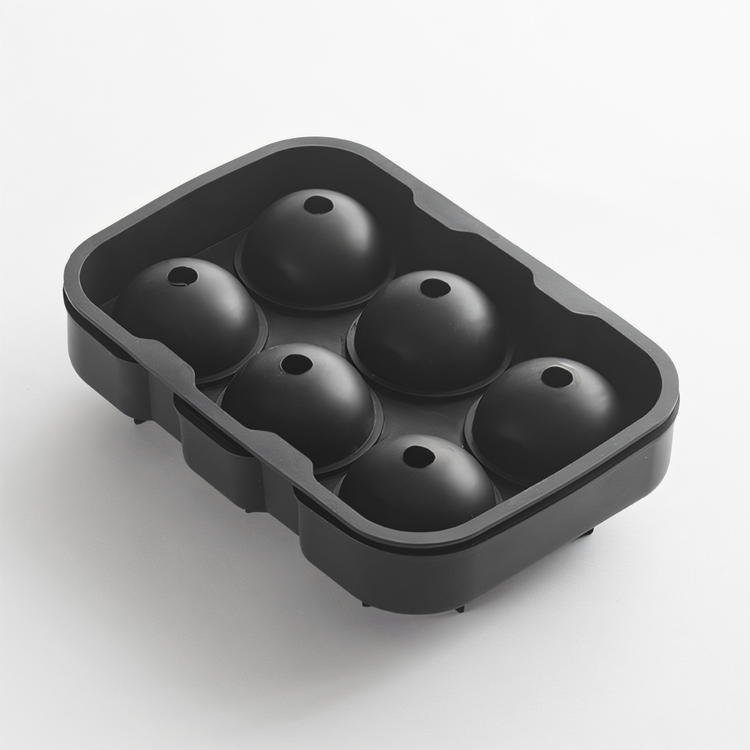 Product image #1 for American Metalcraft Black Silicone 6-Cavity Sphere Ice Mold Tray with Lid, 1-1/2-Inch Spheres