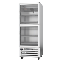 Beverage-Air One-Section Display Reach-In Refrigerator with 2 Half Glass Hinged Doors, 16.85 Cu. Ft., Stainless Steel
