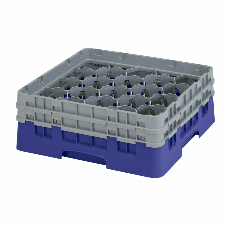 Product image #2 for Cambro Camrack Full-Size 20-Compartment Glass Rack with 2 Extenders, Navy Blue